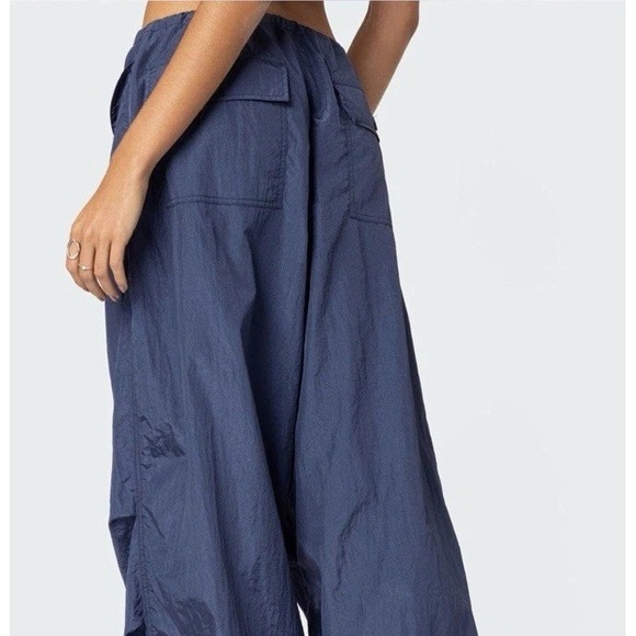 Edikted Parachute Pants Women XS/S Blue Low Rise Wide Leg Baggy 90s Y2K Grunge - Picture 2 of 4